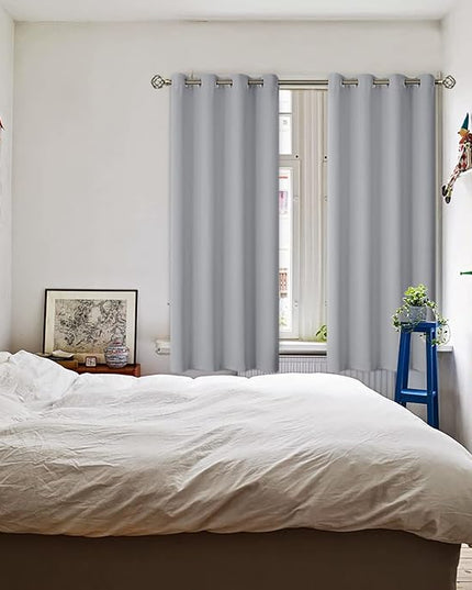 BGment Room Darkening Curtains 72 Inches Long - Grommet Thermal Insulated Drapes Window Treatment Curtains for Bedroom, 2 Panels, 52 x 72 Inch, Light Grey