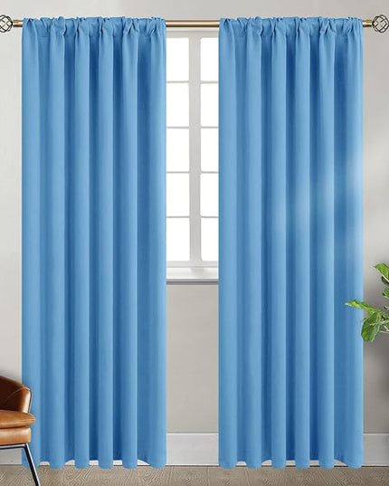 BGment Rod Pocket and Back Tab Curtains for Bedroom - Thermal Insulated Room Darkening Curtains for Living Room, 2 Window Curtain Panels (52 x 84 Inch, Sky Blue)