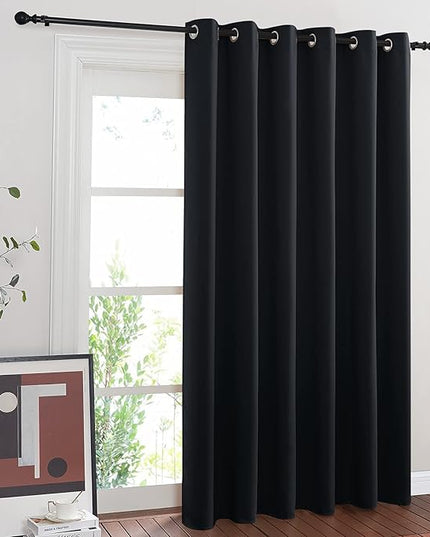 NICETOWN Blackout Curtain for Sliding Door, Patio Door Curtains, Thermal Insulated Wide Drapes/Draperies for Bedroom (Black, 80 by 84 inches)