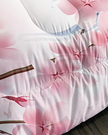 Horse Comforter Set Kids Bedding Twin Size,Pink Cherry Blossom Bedding Set for Girls Boys Teens Bedroom Decor Aesthetic,Galloping Horse Bedding Comforter Sets with 2 Pillowcases.