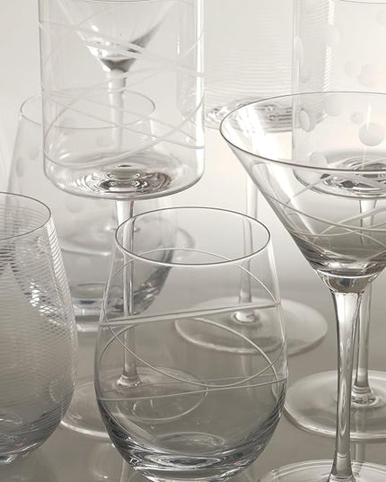 Etched Stemless Wine Glasses for Red or White Wine (Set of 2), 18-Ounces, Large Wine Glasses for Cabernet, Pinot Noir, Burgundy, Bordeaux, Clear, Etched-1