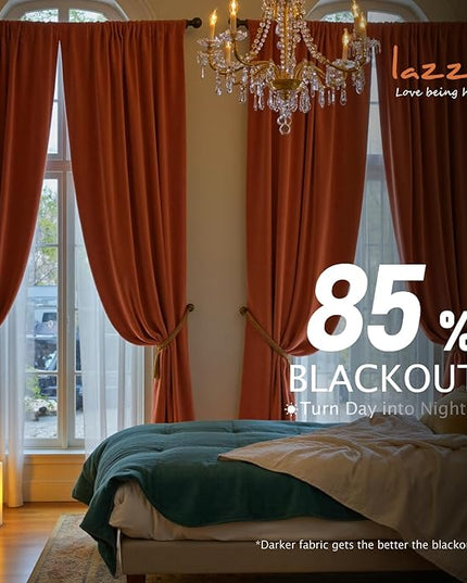 Lazzzy Halloween Blackout Velvet Curtains Orange Fall Decor Thermal Insulated Curtains Living Room Curtains 2 Panel Sets 96 Inch Long Room Darkening Window Treatments Drapes Burnt Pumpkin