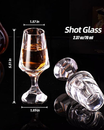 KAMMAK Crystal Snifter Glasses Set of 2 - Premium Handmade Stemmed Whiskey Glass for Brandy-2.37 Oz, Cognac & Bourbon, Elegant Etched Detailing, Luxury Barware for Tasting & Gifting