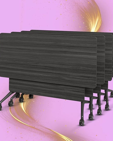 Conference Table, Folding Conference Room Tables on Wheels, Modern Meeting Seminar Table Computer Desk, Boardroom Desk for Office Meeting Conference Room,White (4, 1915D, 47.2)