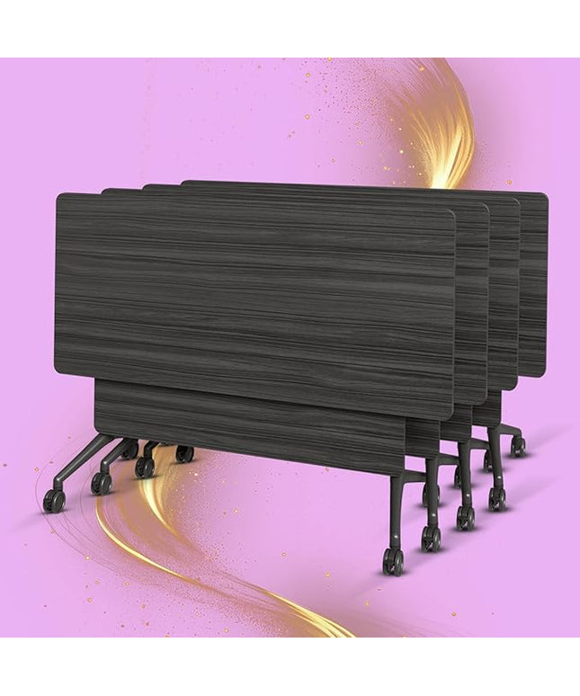 Conference Table, Folding Conference Room Tables on Wheels, Modern Meeting Seminar Table Computer Desk, Boardroom Desk for Office Meeting Conference Room,White (4, 1915D, 70.8)
