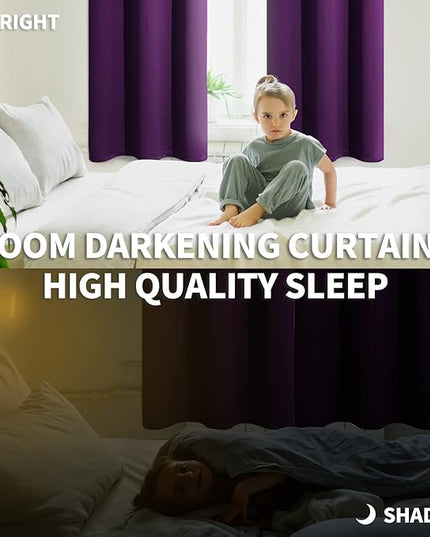 BGment Blackout Curtains for Bedroom - Grommet Thermal Insulated Room Darkening Curtains for Living Room, Set of 2 Panels (38 x 54 Inch, Royal Purple)