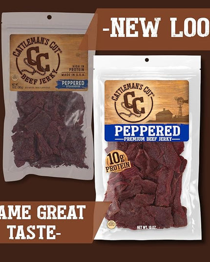 Cattleman's Cut Peppered Steakhouse Beef Jerky, 10 Ounce