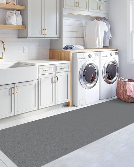 KOZYFLY Washable Runner Rug 3x12 ft Hallway Kitchen Runner Rugs with Rubber Backing Bobo Non Slip Entryway Runner Indoor, Long Carpet Runners for Hall Kitchen Entryway, Grey