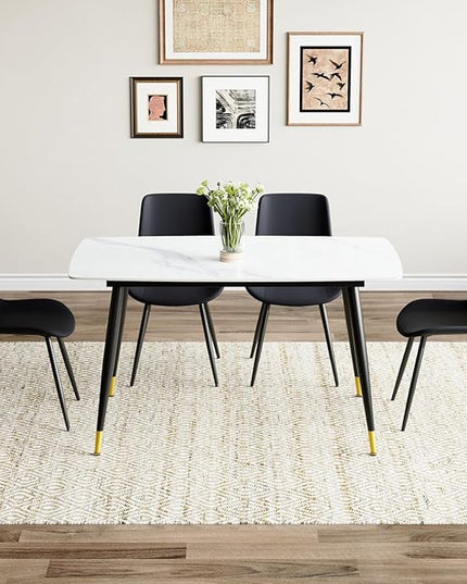 50'' Dining Table Set for 4, Dining Room Sets for 4, Sintered Stone Dining Table Chairs Set of 4, Easy to Assemble，Suitable for Small Spaces