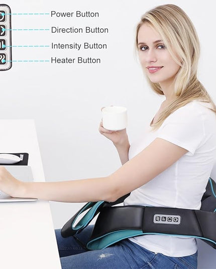 Mo Cuishle Shiatsu Back Shoulder and Neck Massager with Heat, Electric Deep Tissue 4D Kneading Massage, Best Gifts for Women Men Mom Dad, Fathers Day, Mothers Day, Christmas Gifts