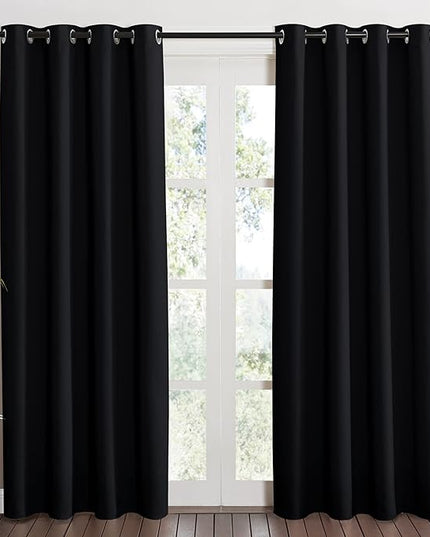 NICETOWN Black Out Curtain for Bedroom 84 inches Long - Thermal Insulated Modern Blackout Window Treatment Soundproof Drape for Bedroom/Living Room, W52 x L84 Inch, 8 Grommets Top, 1 Piece