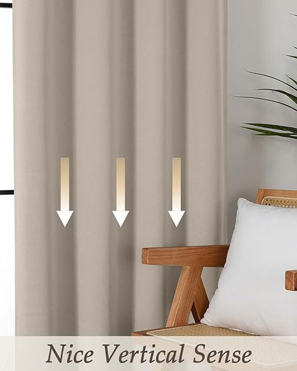 Gwine Blackout Curtains for Bedroom 45 Inch Length, Thermal Insulated Room Darkening Short Curtains, Rod Pocket Drapes for Bathroom Basement Patio Cabinet, Each 40" Wx45 L, Stone