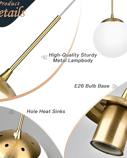 KoKo&Yukina 16-Light Gold Mid Century Modern Chandelier for Living Room Staircase Chandelier for Entryway Globe Milky White Glass Pendant Light High Ceiling Chandeliers Foyer (Bulb & Remote Incl.)