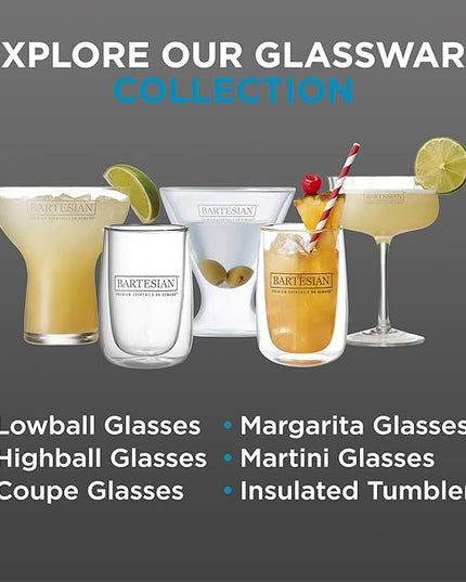 Bartesian Cocktail Glass Sets - Lowball Drinking Glassware for Cocktails & Mocktails - Bar Glasses for Martini, Margarita, Pina Colada, Whiskey Sour, Old Fashioned - Set of 2