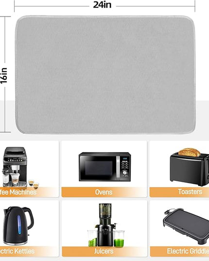 Heat Resistant Mats for Countertop - Firproof 16x24 in Heat Resistant Mats for Air Fryer - Kitchen Countertop Protector for Air Fryer, Coffee Maker, Stand Mixer, Toaster, Oven 2PCS - Grey