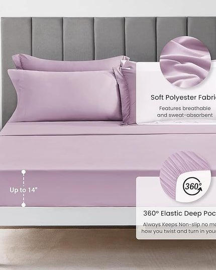 Love's cabin Twin XL Comforter Set Light Purple, 5 Pieces Twin XL Bed in a Bag, All Season Bedding Sets with 1 Comforter, 1 Flat Sheet, 1 Fitted Sheet, 1 Pillowcase and 1 Pillow Sham