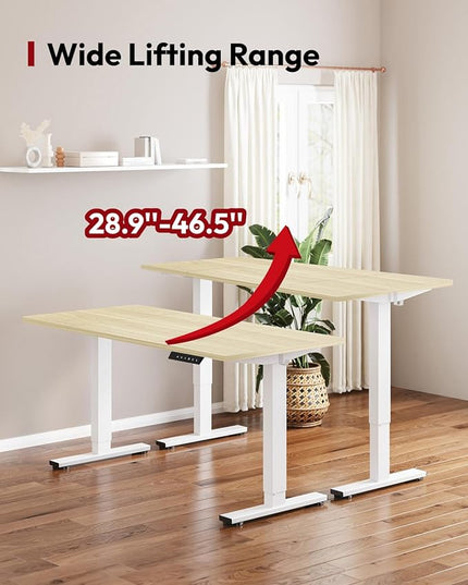 SANODESK Standing Desk Height Adjustable Electric Stand up Desk 71x32 Inches Sit Stand Home Office with Splice Board, White Frame/White Wood Grain