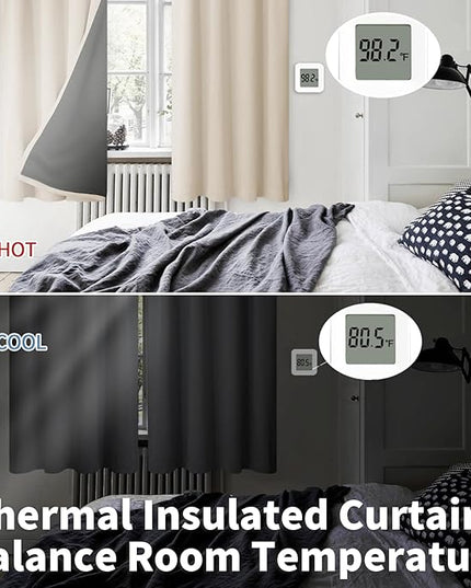 BGment Blackout Curtains for Bedroom 63 Inch Length, Thermal Insulated Full Room Darkening Soundproof Window Curtains Drapes with Rod Pocket, 2 Panels，Each Panel 42 Inch Wide, Champagne