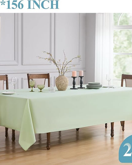 VidaFete Tablecloth 2 Pck 90 * 156inch Rectangle Table Cloth Polyester, Stain Wrinkle Resistant Polyester Dining Table Cover for Kitchen Dinning Party Wedding Rectangular Buffet Decoration(Sagegreen)