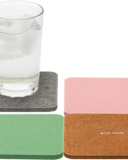 Graf Lantz - Bierfilzl Merino Wool Square Coasters Set of 4 - Chic (4"x4"x5mm) - Absorbs 30% of Weight - Natural German Wool - Heat Resistant, Sustainable, Reusable - Home Decor, Coffee Table Decor