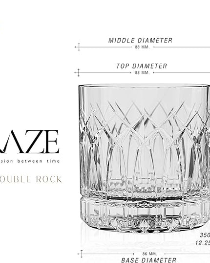 LEMONSODA Premium Double Rock Old Fashioned Whiskey Glasses - Set of 12 Cocktail Glasses for Scotch, Whiskey, Bourbon and Cognac - Vintage Arch Design (12 fl. oz.) (Arch) [2066]