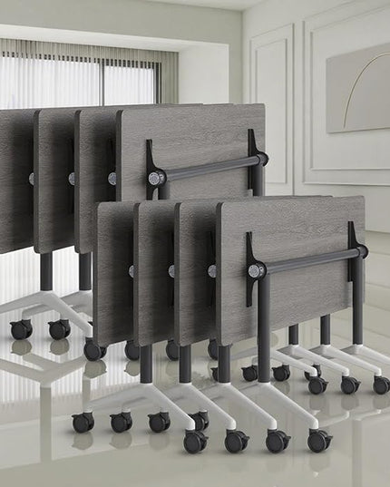 Folding Conference Room Tables, Seminar Conference Table Modern Flip Top Training Meeting Tables, Conference Room Table with Wheels for Home Office Classr,8 Pack 47.2inch