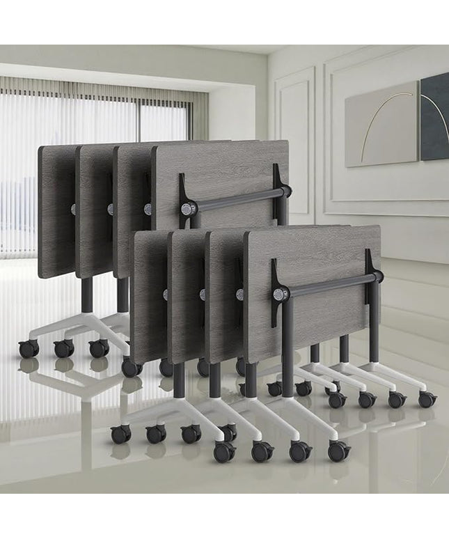 Folding Conference Room Tables, Seminar Conference Table Modern Flip Top Training Meeting Tables, Conference Room Table with Wheels for Home Office Classr,8 Pack 70.8inch