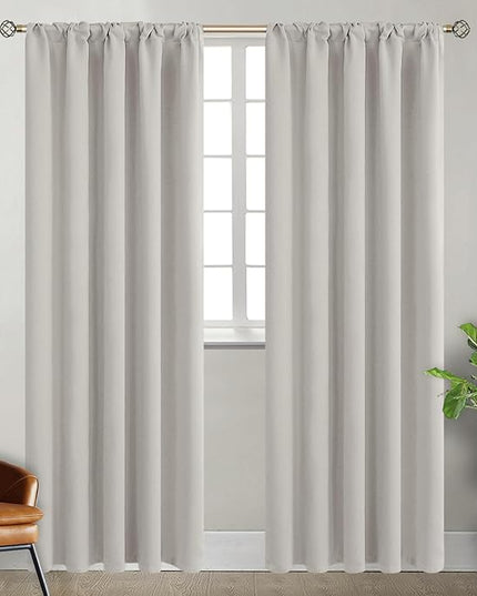 BGment Rod Pocket and Back Tab Blackout Curtains for Bedroom - Thermal Insulated Room Darkening Curtains for Living Room, 2 Window Curtain Panels (42 x 84 Inch, Natural Camel)