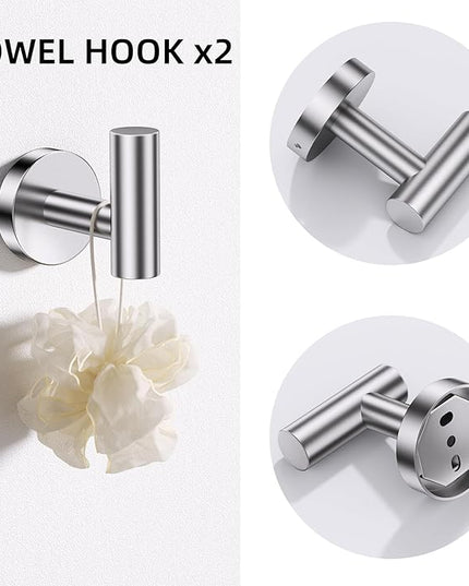 TURS Brushed 5 Piece Bathroom Hardware Set, SUS304 Stainless Steel Bath Towel Bar Set, Bathroom Towel Rack Set Wall Mounted
