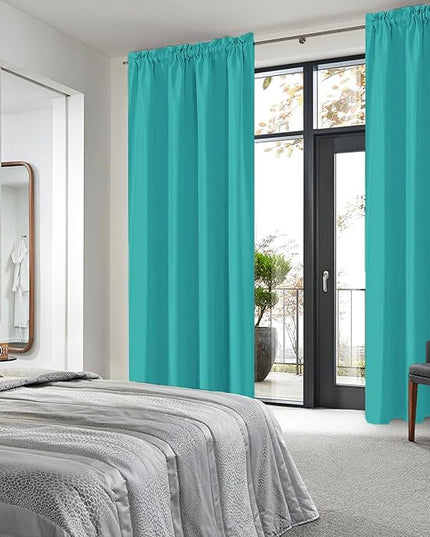 DWCN Blackout Curtains for Living Room Thermal Insulated, Energy Saving & Noise Reducing Bedroom Curtains, Peacock Blue, W 52x L 95 Inch, Set of 2 Rod Pocket Curtain Panels