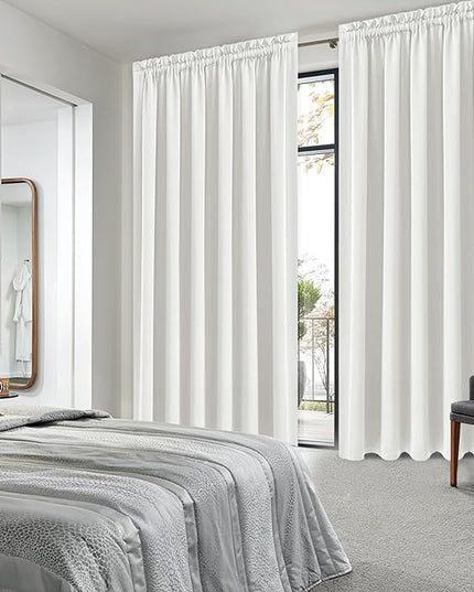 DWCN Blackout Curtains for Living Room Thermal Insulated, Energy Saving & Noise Reducing Bedroom Curtains, Ivory, W 70x L 84 Inch, Set of 2 Rod Pocket Curtain Panels