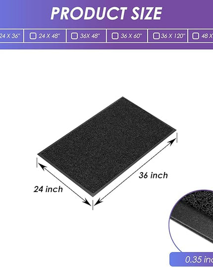 Kuyal Door Mat, 2'x3' Indoor Outdoor Entrance Mat to Trap Dirt and Moisture, Non Slip Waterproof Outdoor Mats, Commercial Floor Inside Outside Entrance, Heavy Duty Durable Welcome Mats, Black