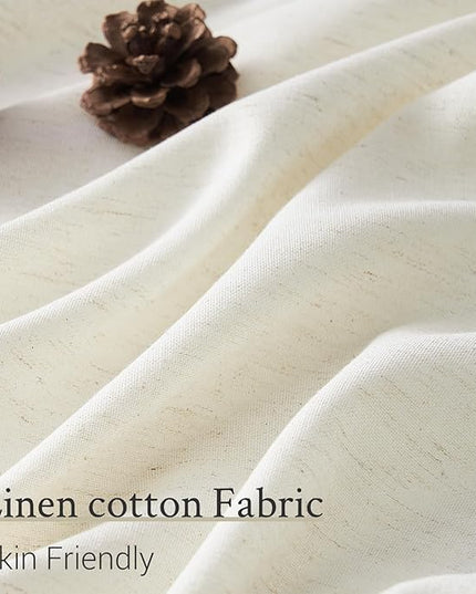 Topfinel 94 Inch Length Pinch Pleat Linen Curtains Drapes 2 Panels Set,Hooks Sense of Design Semi Sheer Elegance Window Curtains Living Room Bedroom,Half Price Drapes 94 inches Long Set of 2,Birch