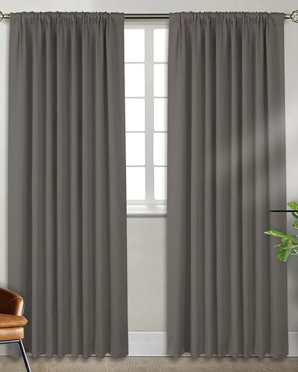 BGment Wide Blackout Curtains 84 inch - Rod Pocket and Back Tab Thermal Insulated Room Darkening Curtains for Living Room, 70 x 84 Inch, Grey, 2 Window Panels