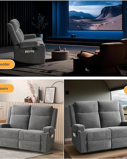 Loveseat Recliner, Loveseat Sofa with Adjustable Footrest, Wall Hugger Recliner for Living Room & Home Theater & RV(Gray)