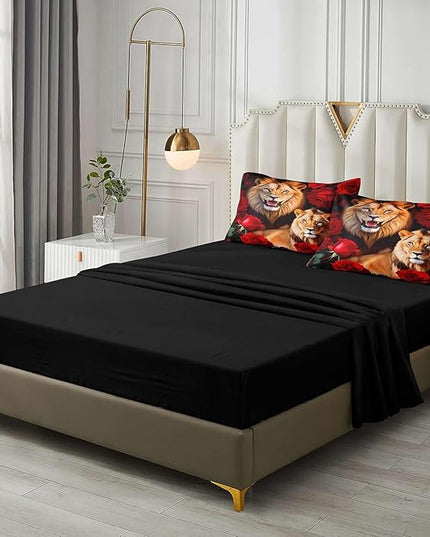 Bedbay Leopard Bedding Comforter Set Queen Size Rose Floral Bedding Set Rose Flowers and Wild Cheetah Print 8 Pcs Queen Bed in a Bag Set Teen Adults Animal Comforter Set with Sheets (Leopard,Queen)