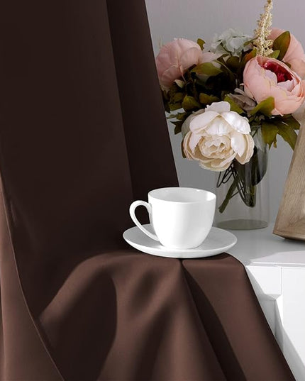 HOMEIDEAS Blackout Curtains for Bedroom 52 X 96 Inch Long 2 Panels Set Chocolate Brown Room Darkening Curtains/Drapes, Soundproof Thermal Grommet Window Curtains for Living Room