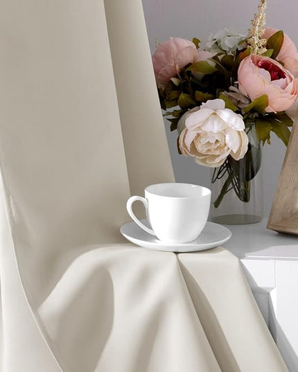 HOMEIDEAS Cream Beige Blackout Curtains for Bedroom 52 X 84 Inch Length 2 Panels Set Room Darkening Bedroom Curtains, Soundproof Thermal Grommet Window Curtains for Living Room for Christmas