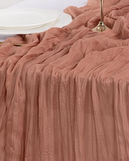 Socomi 6pcs Dusty Rose Christmas Cheesecloth Table Runner Boho Rustic Gauze 120 inch 10FT Cheese Cloth Runner for Wedding Party Baby Shower Birthday Home Decor Holiday Decorations