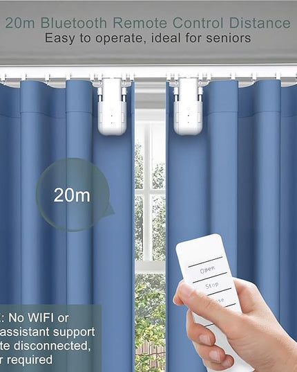 Automatic Curtain Opener 2 Pack: Smart Electric Curtains Closer Robot with Remote Control｜No Drill Quiet Motor｜Compatible for Roman Rods, T & U Tracks｜Long-Lasting Battery for Bedroom & Home
