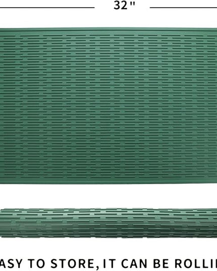 Silicone Dish Drying Mat for Multiple Usage,Easy clean,Eco-friendly,Heat-resistant Silicone Mat for Kitchen Counter or Sink,Refrigerator or Drawer Liner Green 4XL 32 inches x 18 inches