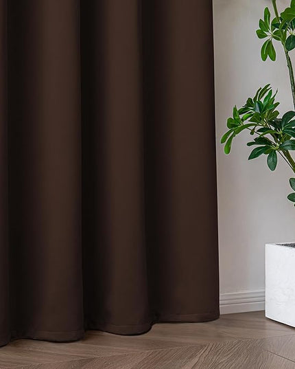 Custom Curtains for Living Room 1 Panel, Blackout Curtains Thermal Insulated, Grommet Light Blocking Drapes for Bedroom Windows Luxury Decor(Custom Size,Chocolate