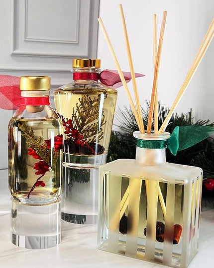 LOVSPA Reed Diffuser Set, Peppermint Bark Scented Oil Diffuser with Sticks, Home Fragrance Accessories for Bathroom Shelf Decor, Aroma Diffusers for Home or Office Desk, USA Made