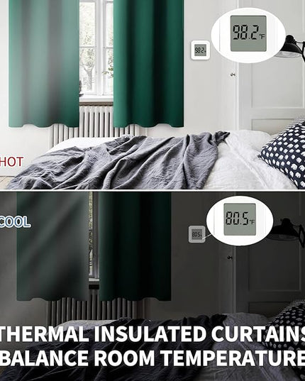 BGment Blackout Curtains for Bedroom - Grommet Thermal Insulated Room Darkening Drapes for Living Room, Set of 2 Panels (38 x 63 Inch, Emerald Green)