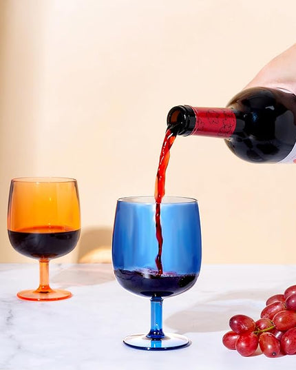 KX-WARE Classic Acrylic All-Purpose Wine Glasses, 12-ounce Plastic Stem Wine Glasses, set of 8 Multicolor