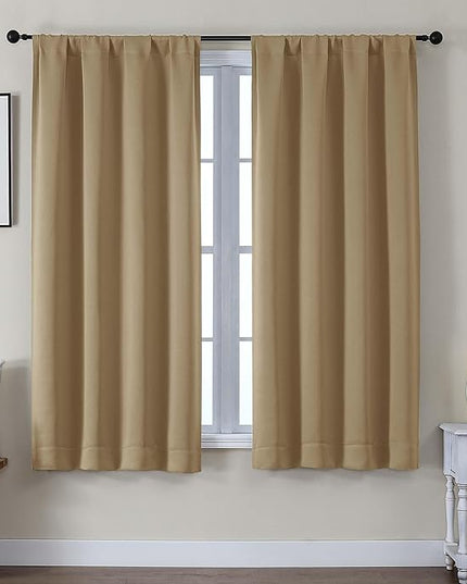 Gwine Blackout Curtains for Living Room 63 Inch Long, Thermal Insulated Window Treatment Black Out Curtains for Bedroom Decor with Rod Pocket, Each 40" Wx63 L, Taupe, 2PCS