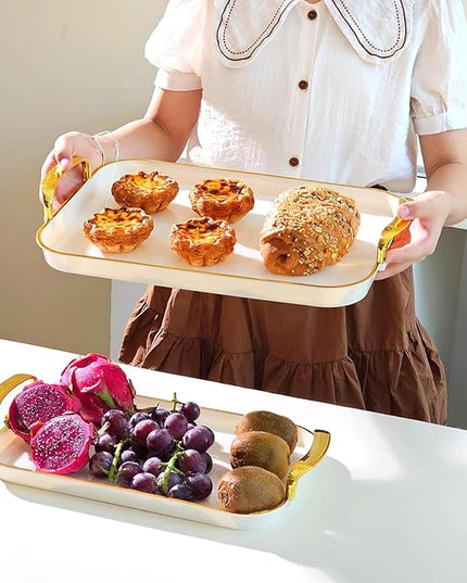 Pack of 3 Reusable Stackable Trays with Handles Sturdy for Home Organization and Storage Space Saving Tray
