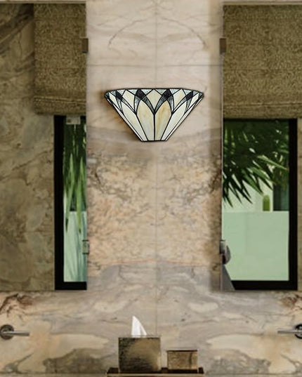 Tiffany Style Sconces Wall Lighting 12.6-Inch 1-Light Stained Glass Wall Sconce Vintage Tiffany Wall Mount Lamp Stained Glass Sconce Wall Decor for Hallway Bedroom Entryway Living Room