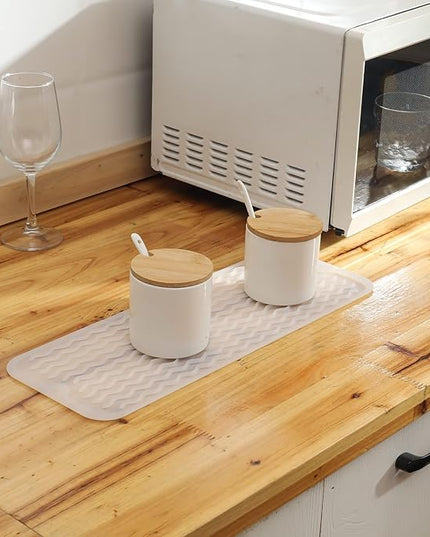Silicone Dish Drying Mat for Multiple Usage,Easy clean,Eco-friendly,Heat-resistant Silicone Mat for Kitchen Counter,Sink,Bar,Bottle,or Cup Translucent M 17 inches x 6 inches