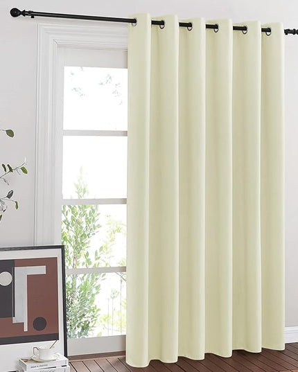 NICETOWN Blackout Sliding Door Curtain 84 inches Long, Grommet Patio Door Curtain & Drape Room Divider Sound & Light Blocking Privacy Thermal Drapes for Living Room (Beige, W80 x L84, 1 Panel)